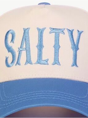Salty Two-Tone Blue & Cream Canvas Embroidered Trucker Hat